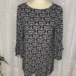 J. Jill Black and White Floral Blouse